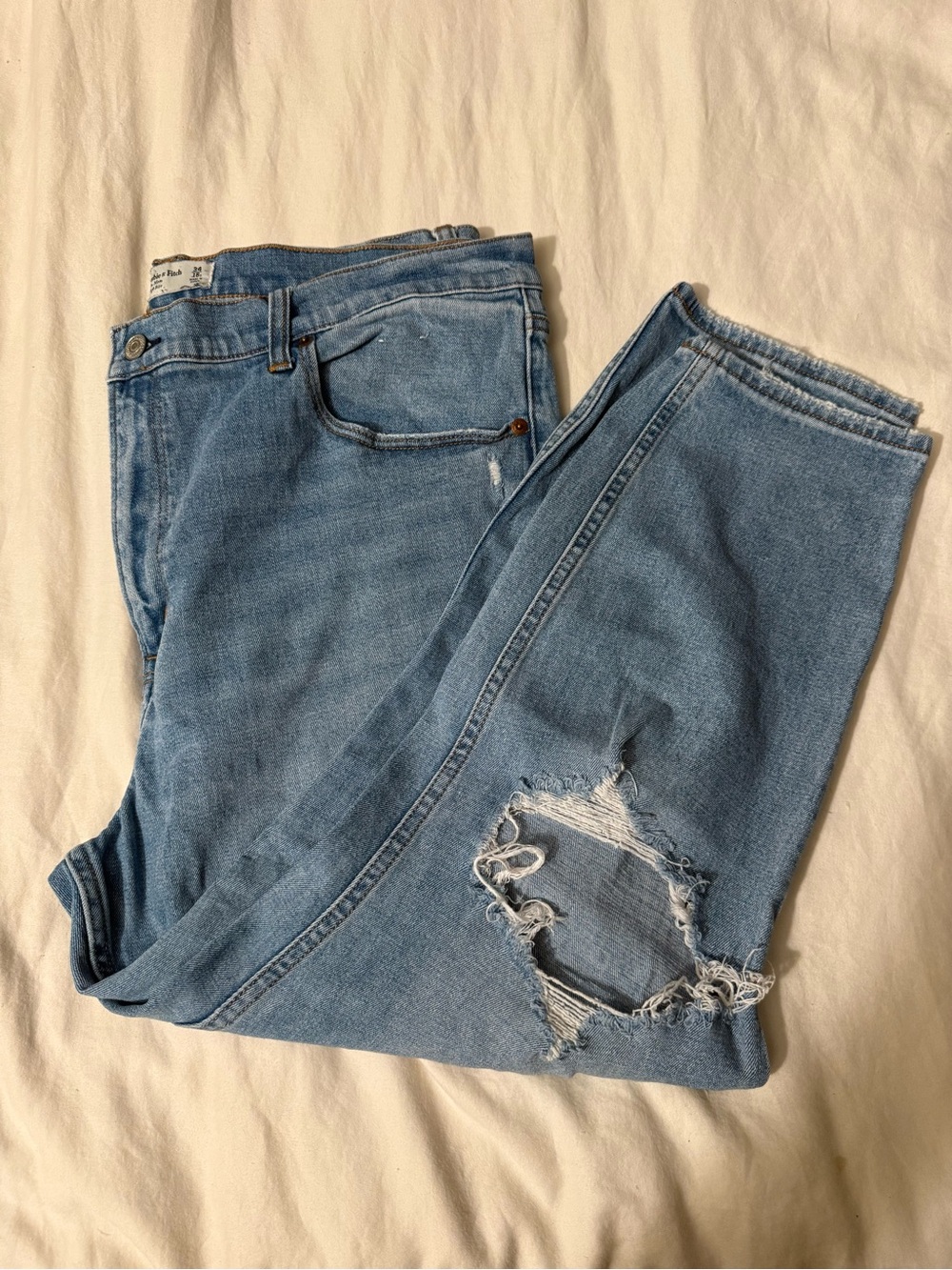 Abercrombie & Fitch Light Blue Jeans with Distressed Knees